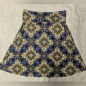 NWT Colette Mali Brushed Knit Boho Skirt | Navy & Yellow Medallion SZ S
